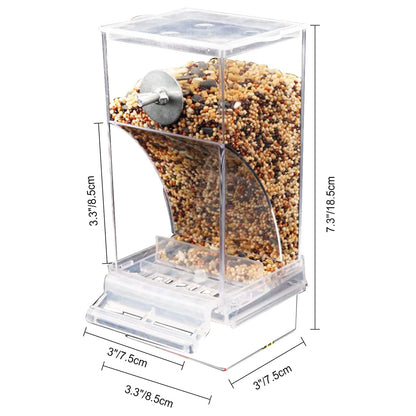 No Mess Bird Feeders Automatic Parrot Feeder Drinker Acrylic Seed Food Container Cage Accessories for Small and Medium Parakeets